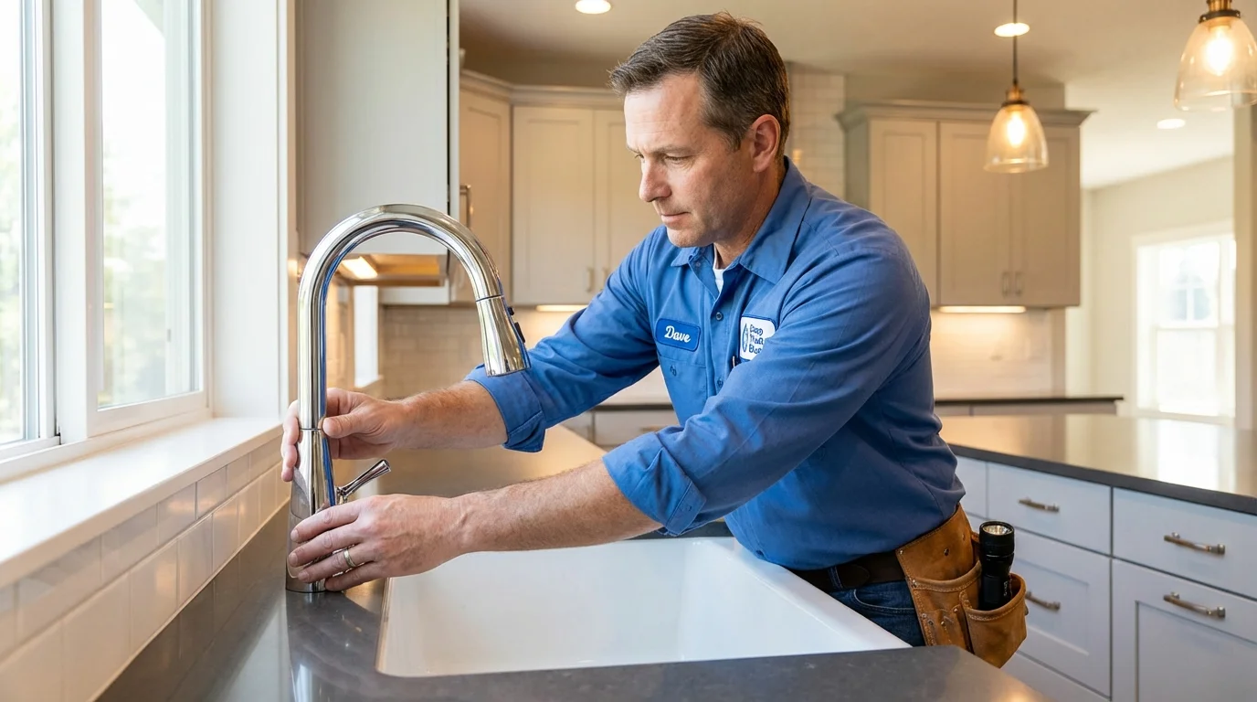 Kitchen faucet installation by Johns Plumbing LLC in South Berwick