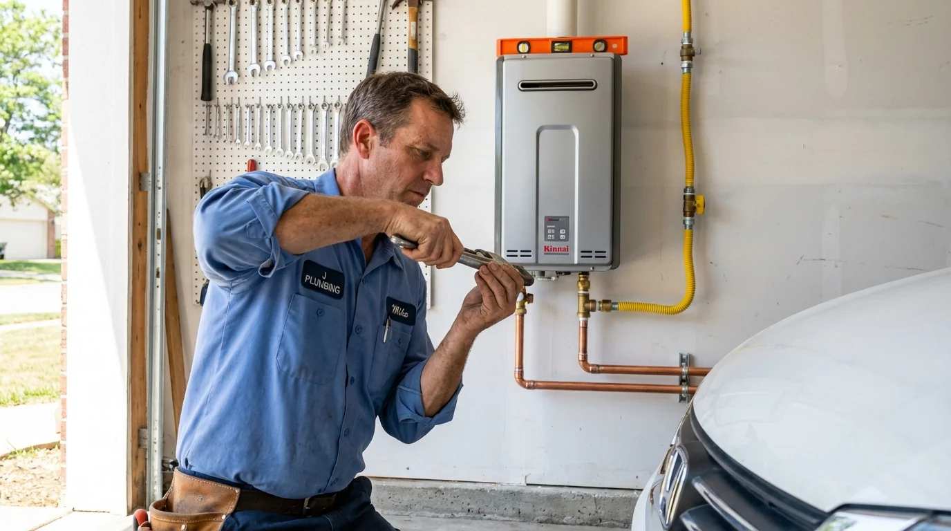 Tankless water heater installation by a Johns Plumbing LLC plumber in South Berwick
